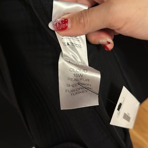 Size 36 IRO Navy Jacket with Shearling Collar and Black Lamb Leather Belt - Picture 7 of 7